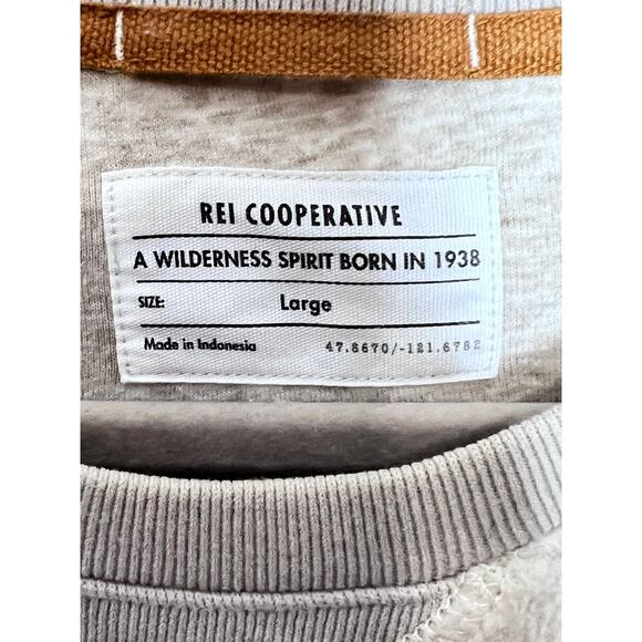 REI CO OP mens size L sweatshirt beige crew neck soft casual travel hiking - Picture 5 of 10